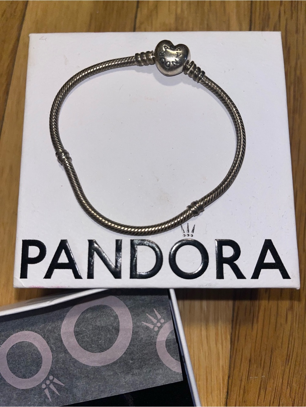 Pandora Silver Heart Clasp Snake Chain Bracelet - Silver